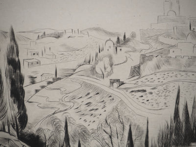 Madeleine MELSONN : Cimetière juif dans la vallée de Josaphat, Gravure originale (photo de détail 6) - Crédit photo : Galerie Art.Paris