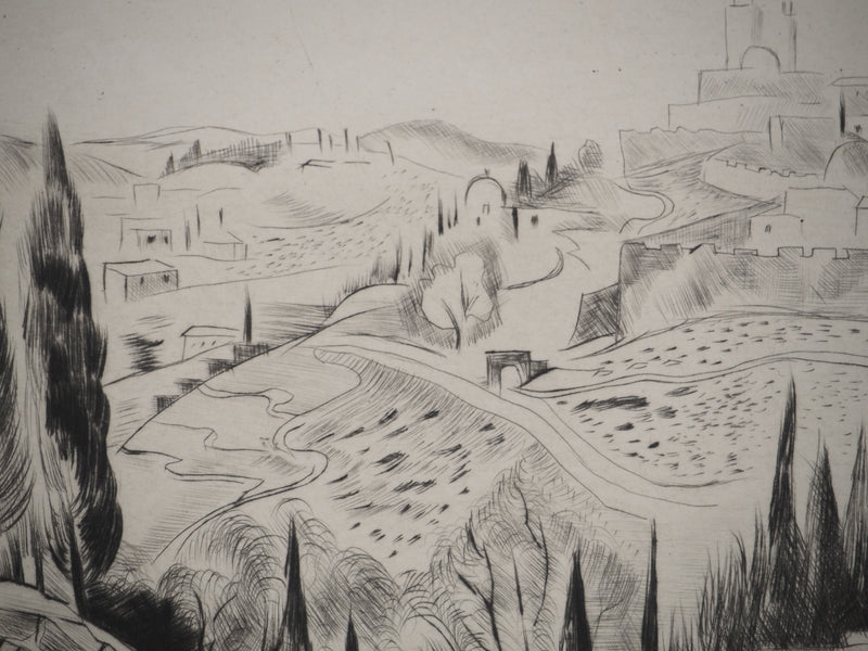 Madeleine MELSONN : Cimetière juif dans la vallée de Josaphat, Gravure originale (photo de détail 6) - Crédit photo : Galerie Art.Paris