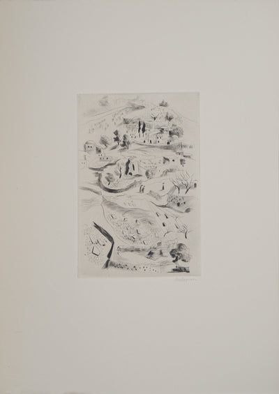 Madeleine MELSONN : Tombes juives à Siloé, Gravure originale (photo de détail 3) - Crédit photo : Galerie Art.Paris
