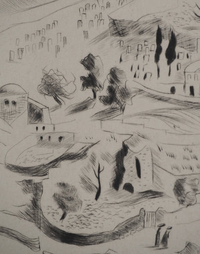 Madeleine MELSONN : Tombes juives à Siloé, Gravure originale (photo de détail 4) - Crédit photo : Galerie Art.Paris