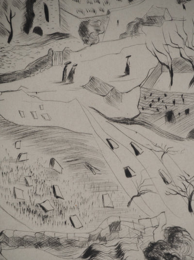 Madeleine MELSONN : Tombes juives à Siloé, Gravure originale (photo de détail 5) - Crédit photo : Galerie Art.Paris