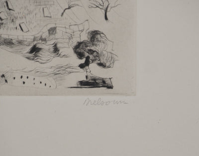 Madeleine MELSONN : Tombes juives à Siloé, Gravure originale (photo de détail 2) - Crédit photo : Galerie Art.Paris