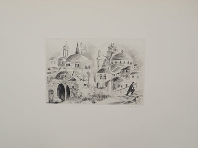 Madeleine MELSONN : Vieux quartier juif de Jérusalem, Gravure originale (photo de détail 3) - Crédit photo : Galerie Art.Paris