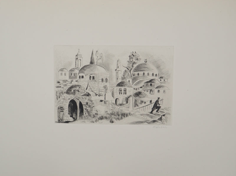 Madeleine MELSONN : Vieux quartier juif de Jérusalem, Gravure originale (photo de détail 3) - Crédit photo : Galerie Art.Paris