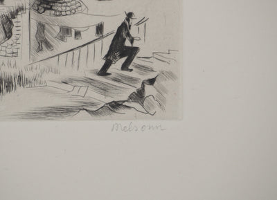 Madeleine MELSONN : Vieux quartier juif de Jérusalem, Gravure originale (photo de détail 2) - Crédit photo : Galerie Art.Paris