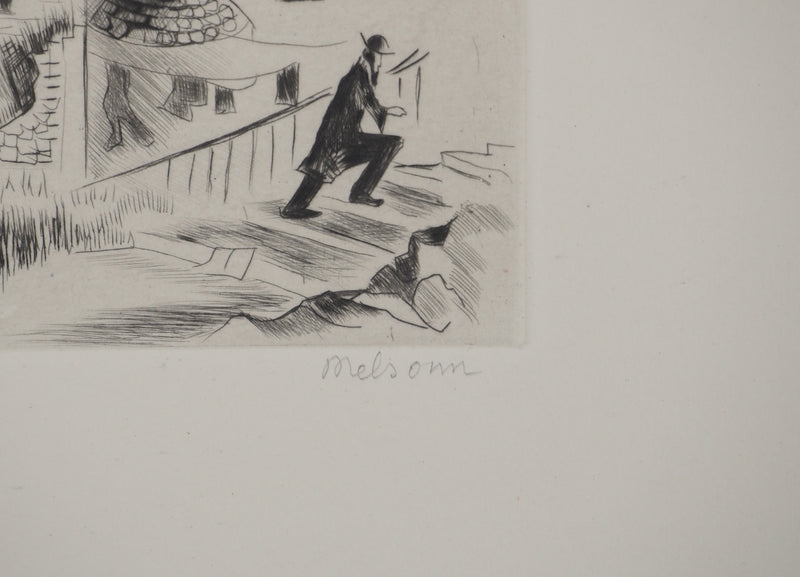 Madeleine MELSONN : Vieux quartier juif de Jérusalem, Gravure originale (photo de détail 2) - Crédit photo : Galerie Art.Paris