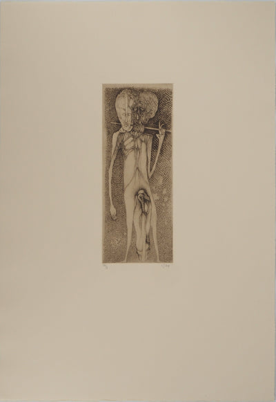 Fred DEUX : L'une porte l'autre, Gravure originale (photo de détail 3) - Crédit photo : Galerie Art.Paris