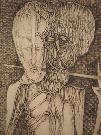 Fred DEUX : L'une porte l'autre, Gravure originale (photo de détail 4) - Crédit photo : Galerie Art.Paris