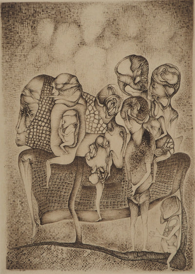 Fred DEUX : Sous le regard des morts, Gravure originale (vue générale) - Crédit photo : Galerie Art.Paris