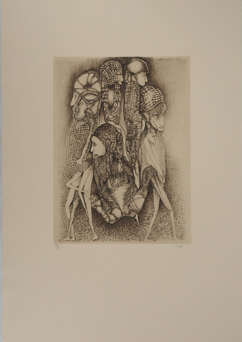 Fred DEUX : La prisonnière, Gravure originale (vue générale) - Crédit photo : Galerie Art.Paris