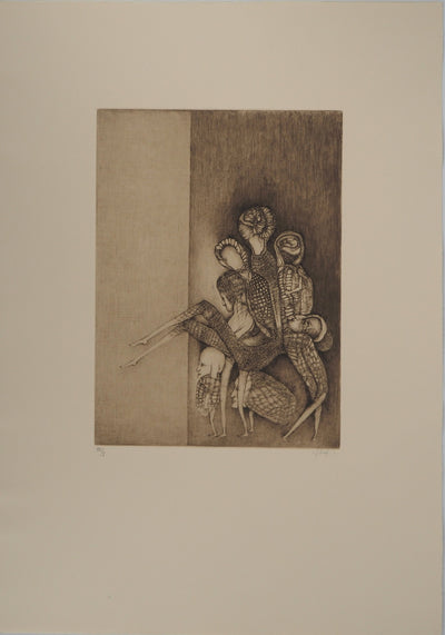 Fred DEUX : Les passagers, Gravure originale (vue générale) - Crédit photo : Galerie Art.Paris