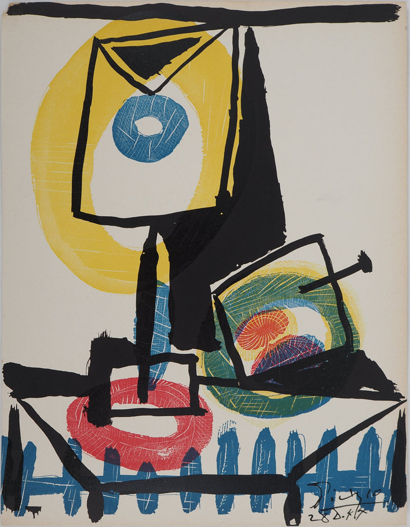 Pablo PICASSO : Nature morte au verr, Gravure originale (vue générale) - Crédit photo : Galerie Art.Paris