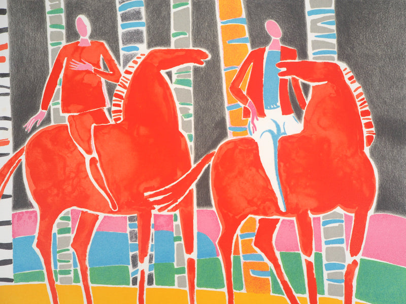 Albert ZAVARO : Les cavaliers rouges, Lithographie originale (photo de détail 7) - Crédit photo : Galerie Art.Paris