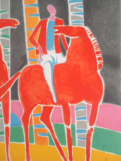Albert ZAVARO : Les cavaliers rouges, Lithographie originale (photo de détail 5) - Crédit photo : Galerie Art.Paris