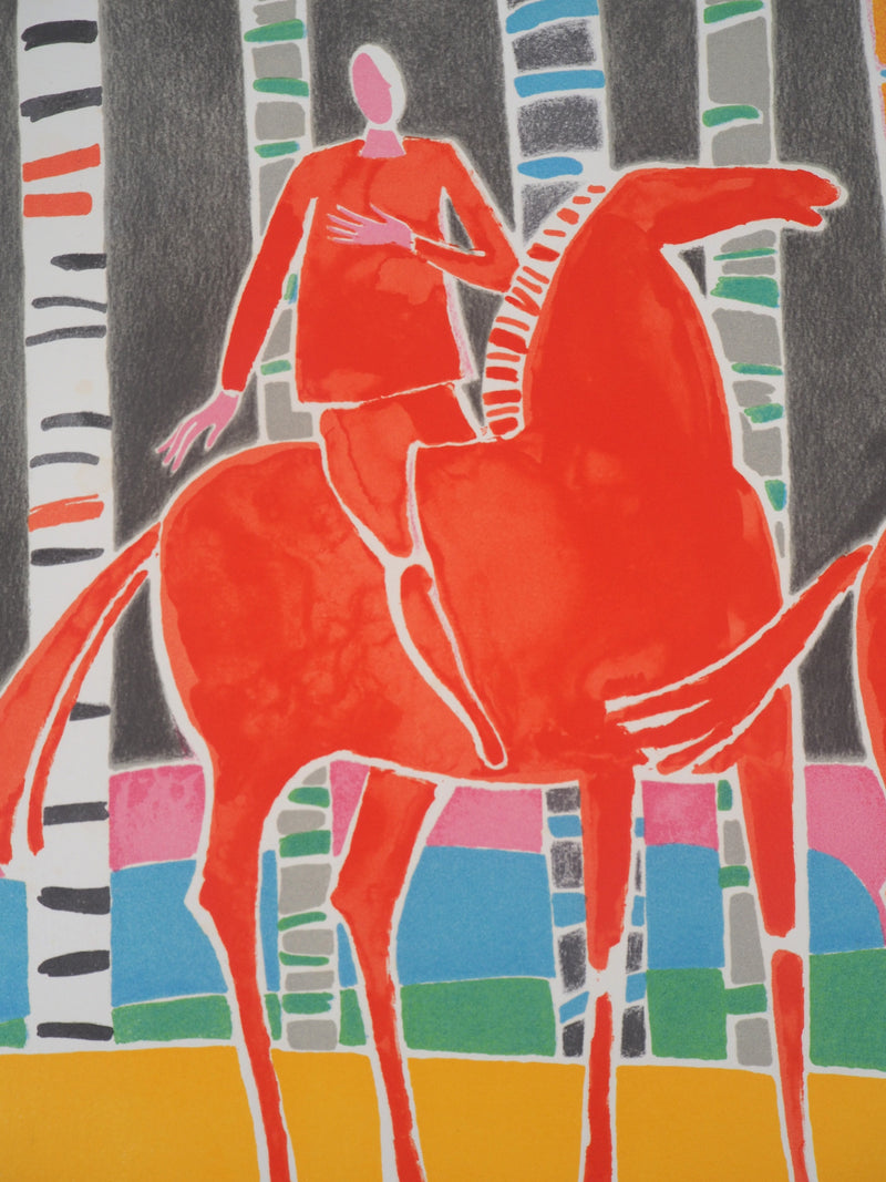 Albert ZAVARO : Les cavaliers rouges, Lithographie originale (photo de détail 4) - Crédit photo : Galerie Art.Paris