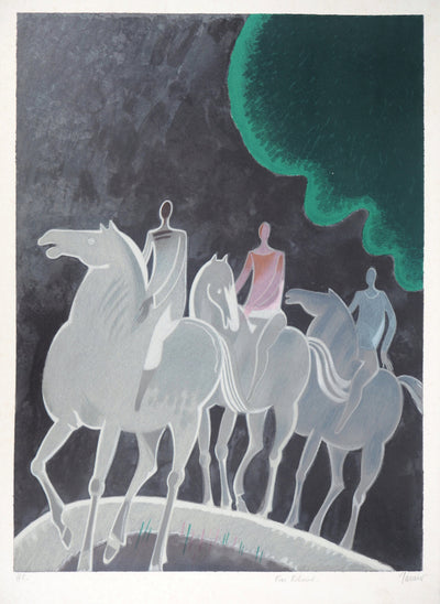Albert ZAVARO : Balade de nuit, Lithographie originale (vue générale) - Crédit photo : Galerie Art.Paris