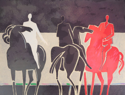 Albert ZAVARO : Cavaliers : le rouge et le noir, Lithographie originale (photo de détail 3) - Crédit photo : Galerie Art.Paris