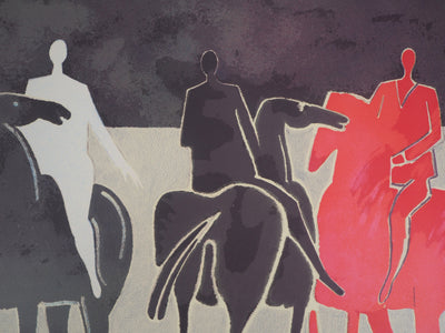 Albert ZAVARO : Cavaliers : le rouge et le noir, Lithographie originale (photo de détail 4) - Crédit photo : Galerie Art.Paris