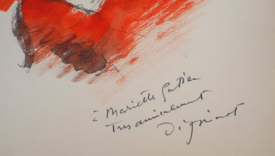 André DIGNIMONT : Jeune femme au nœud mauve, Aquarelle signée