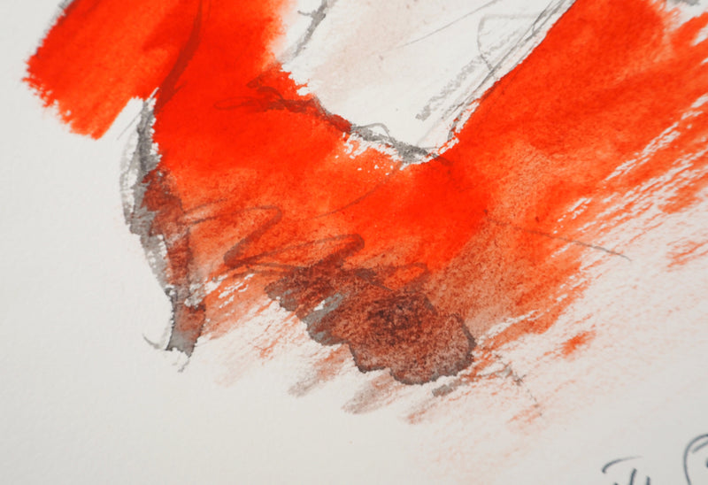 André DIGNIMONT : Jeune femme au nœud mauve, Aquarelle signée