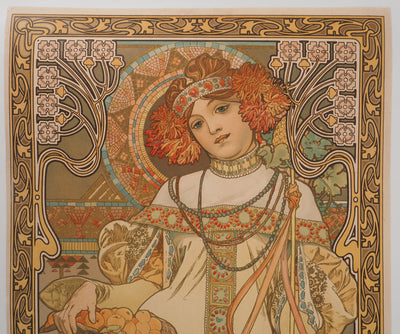 Alfonse MUCHA : Saisons, l'automne, Lithographie originale signée