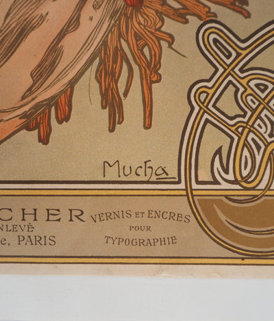 Alfonse MUCHA : Saisons, l'automne, Lithographie originale signée