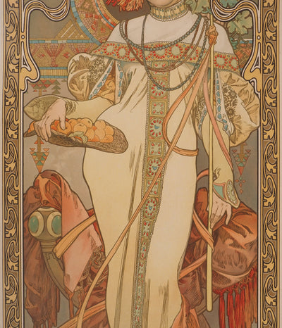 Alfonse MUCHA : Saisons, l'automne, Lithographie originale signée