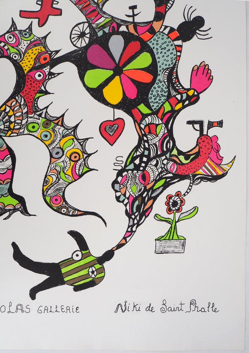 Niki de SAINT PHALLE : Serpent cosmique et nana, Lithographie originale signée
