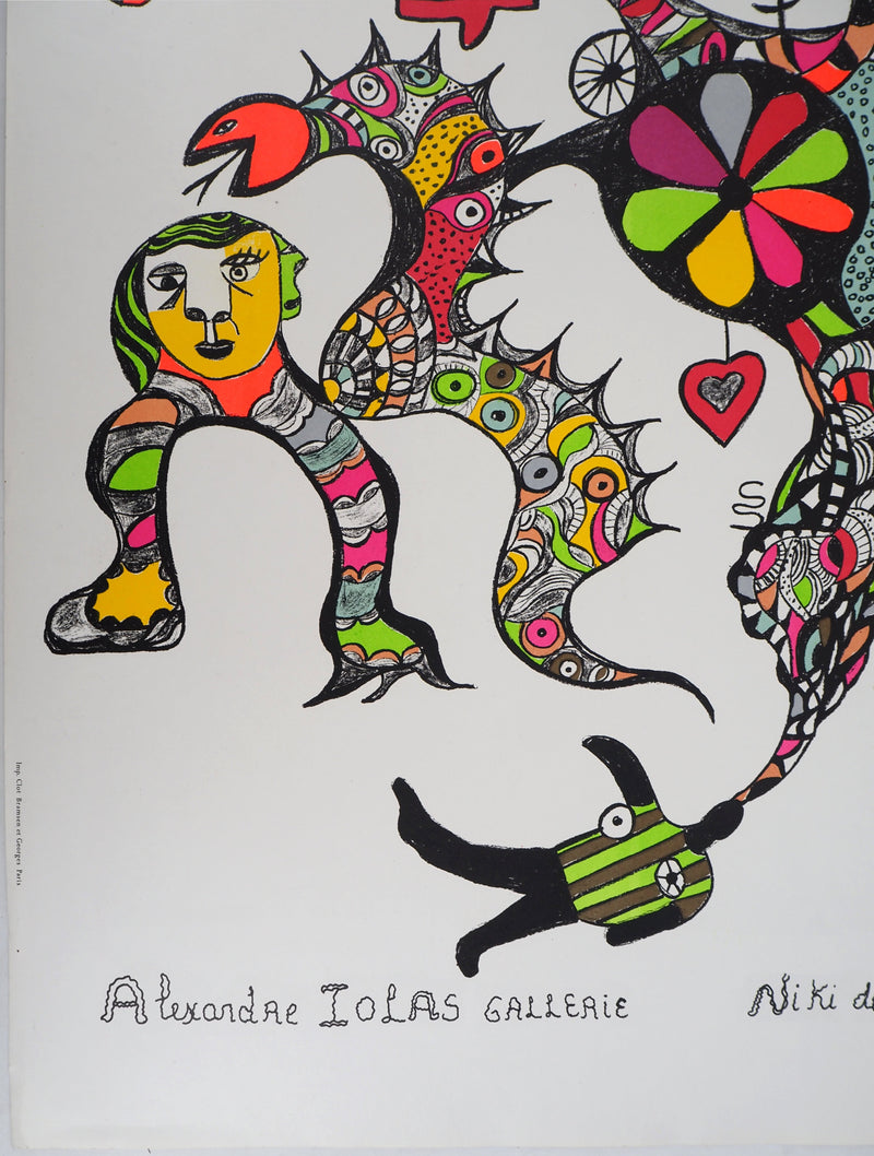 Niki de SAINT PHALLE : Serpent cosmique et nana, Lithographie originale signée