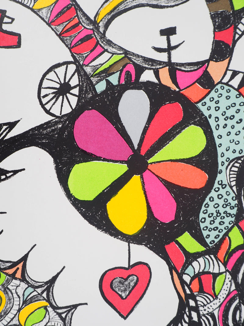 Niki de SAINT PHALLE : Serpent cosmique et nana, Lithographie originale signée