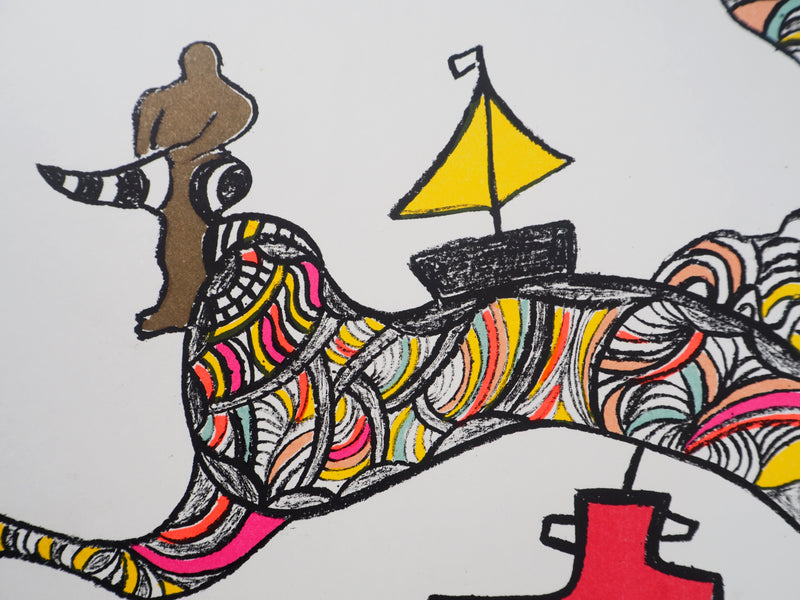 Niki de SAINT PHALLE : Serpent cosmique et nana, Lithographie originale signée