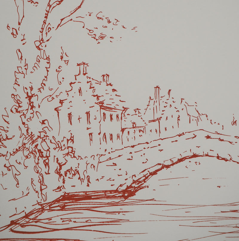 Daniel TRICART : Paysage au pont, Lithographie originale (photo de détail 6) - Crédit photo : Galerie Art.Paris