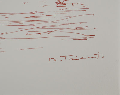 Daniel TRICART : Paysage au pont, Lithographie originale (photo de détail 2) - Crédit photo : Galerie Art.Paris