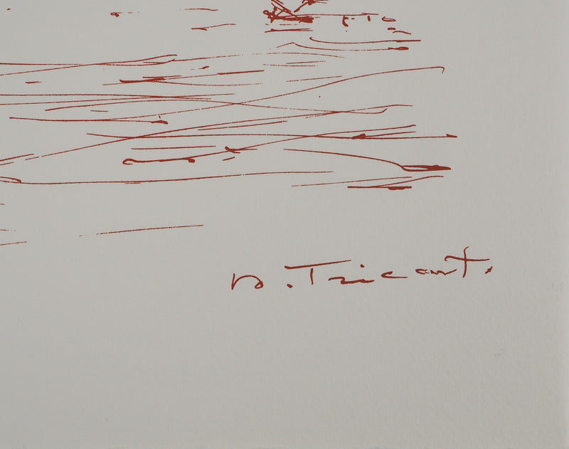 Daniel TRICART : Paysage au pont, Lithographie originale (photo de détail 2) - Crédit photo : Galerie Art.Paris