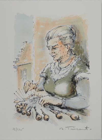 Daniel TRICART : Portrait de grand-mère, Lithographie originale (vue générale) - Crédit photo : Galerie Art.Paris
