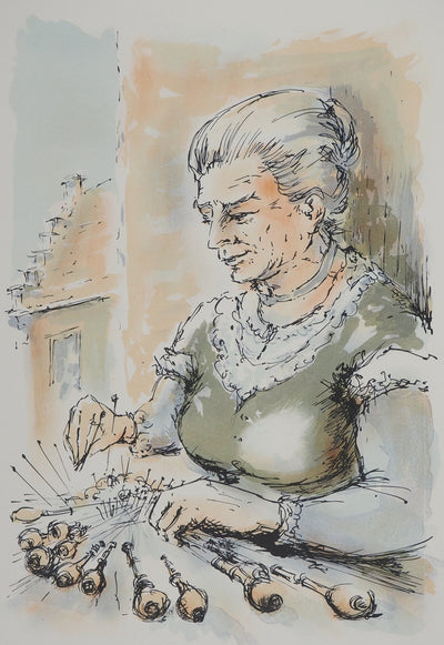 Daniel TRICART : Portrait de grand-mère, Lithographie originale (photo de détail 3) - Crédit photo : Galerie Art.Paris