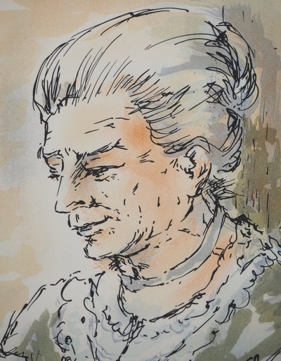 Daniel TRICART : Portrait de grand-mère, Lithographie originale (photo de détail 4) - Crédit photo : Galerie Art.Paris
