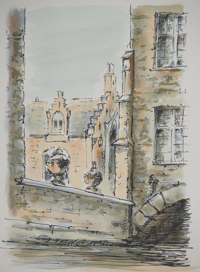 Daniel TRICART : Vieille ville de Bruges, Lithographie originale (photo de détail 3) - Crédit photo : Galerie Art.Paris