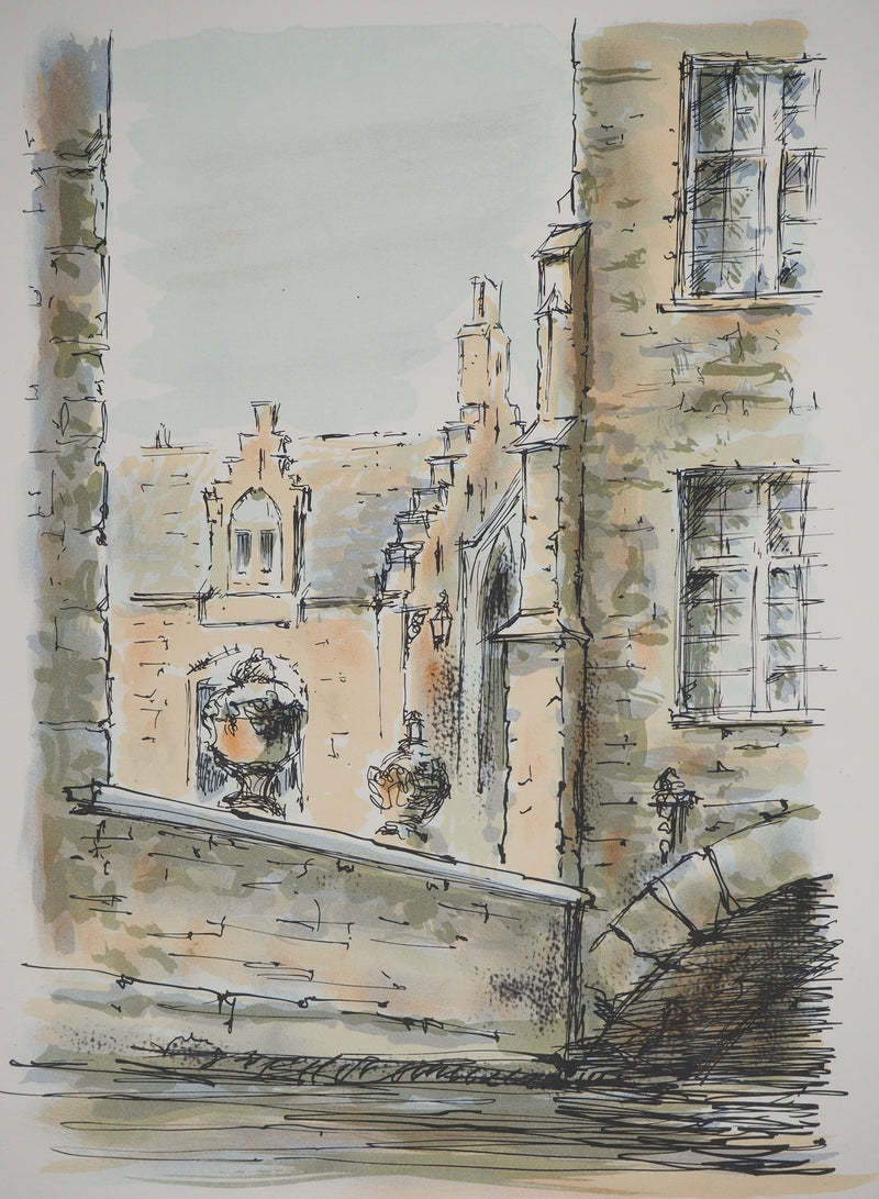 Daniel TRICART : Vieille ville de Bruges, Lithographie originale (photo de détail 3) - Crédit photo : Galerie Art.Paris