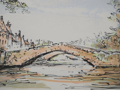 Daniel TRICART : Paysage au pont, Lithographie originale (photo de détail 4) - Crédit photo : Galerie Art.Paris