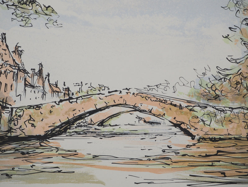 Daniel TRICART : Paysage au pont, Lithographie originale (photo de détail 4) - Crédit photo : Galerie Art.Paris