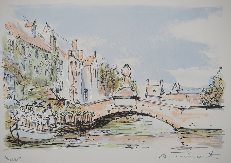 Daniel TRICART : Balade en bateau sur le canal, Lithographie originale (photo de détail 3) - Crédit photo : Galerie Art.Paris