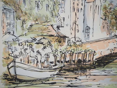 Daniel TRICART : Balade en bateau sur le canal, Lithographie originale (photo de détail 5) - Crédit photo : Galerie Art.Paris