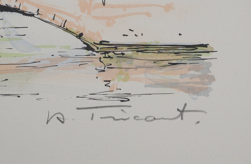Daniel TRICART : Balade en bateau sur le canal, Lithographie originale (photo de détail 2) - Crédit photo : Galerie Art.Paris
