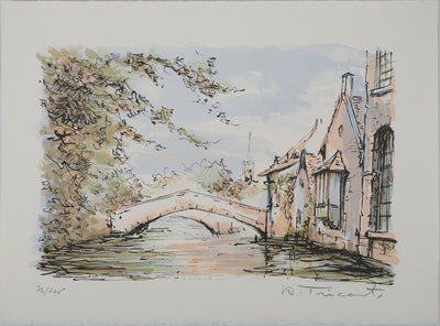Daniel TRICART : Pont au-dessus de l'eau, Lithographie originale (vue générale) - Crédit photo : Galerie Art.Paris