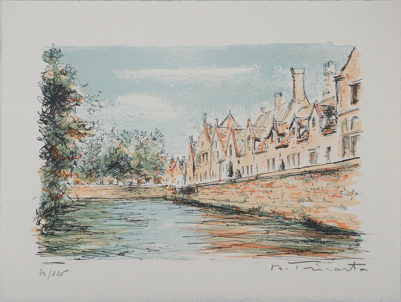 Daniel TRICART : Le canal Groenerei, Lithographie originale (vue générale) - Crédit photo : Galerie Art.Paris