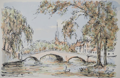 Daniel TRICART : Vue sur l’église Notre-Dame, Lithographie originale (photo de détail 3) - Crédit photo : Galerie Art.Paris