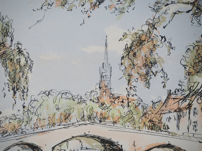 Daniel TRICART : Vue sur l’église Notre-Dame, Lithographie originale (photo de détail 4) - Crédit photo : Galerie Art.Paris