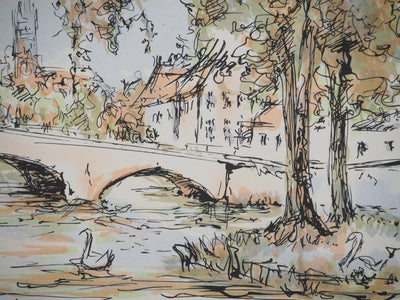Daniel TRICART : Vue sur l’église Notre-Dame, Lithographie originale (photo de détail 5) - Crédit photo : Galerie Art.Paris