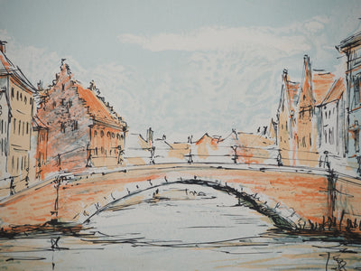 Daniel TRICART : Vue sur le canal, Lithographie originale (photo de détail 4) - Crédit photo : Galerie Art.Paris